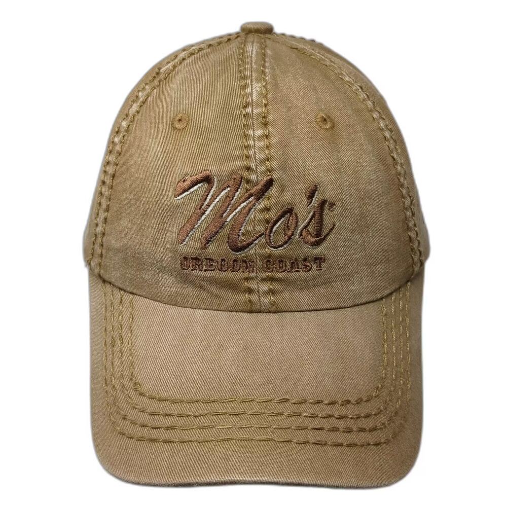 Essencial Caps Mo's Oregon Coast Baseball Cap Hat Beige Brown Slideback OS Logo